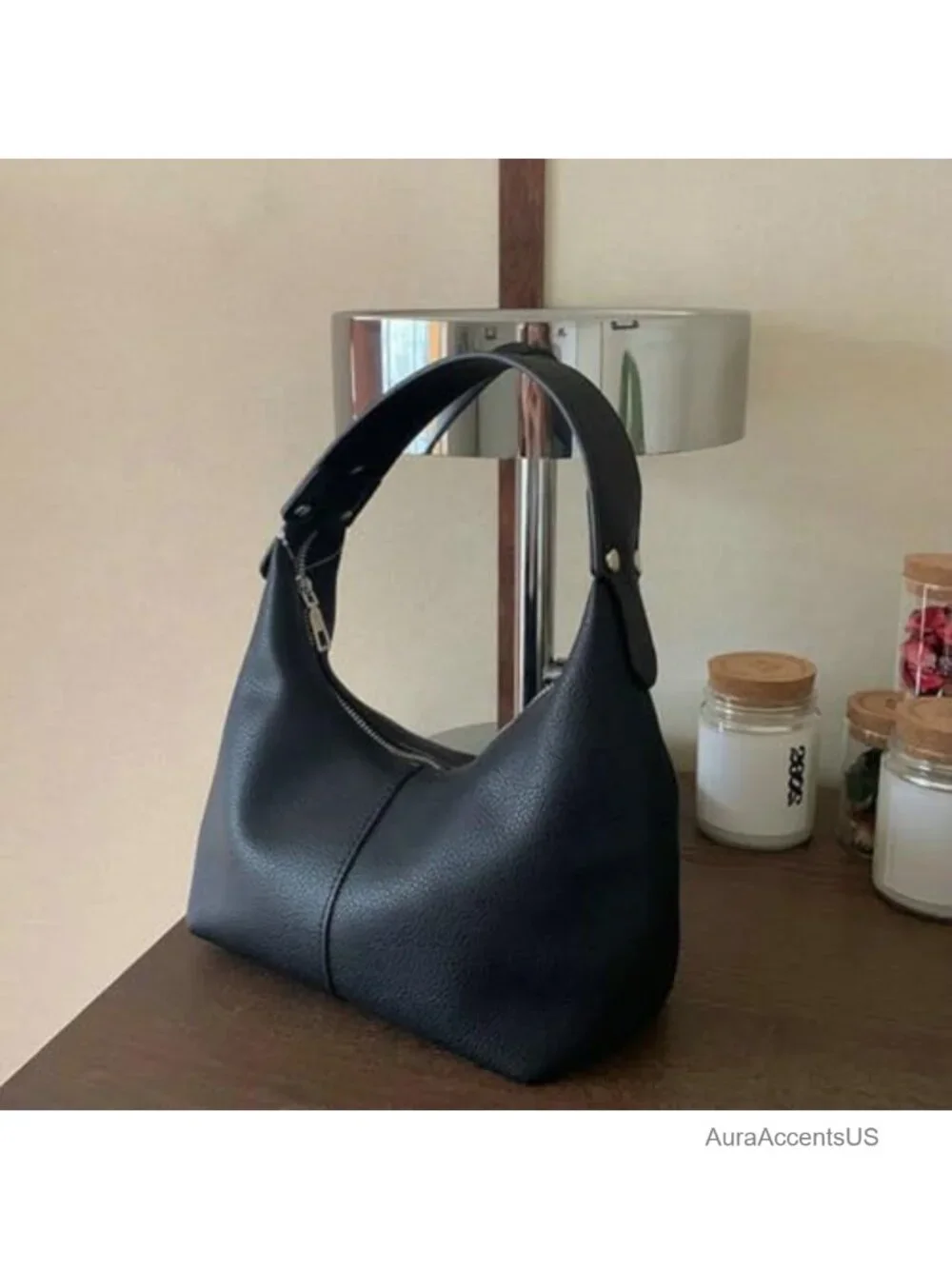 Trendy Crescent Shoulder Bag Women's PU Leather Hobo Tote Handbag Slouchy